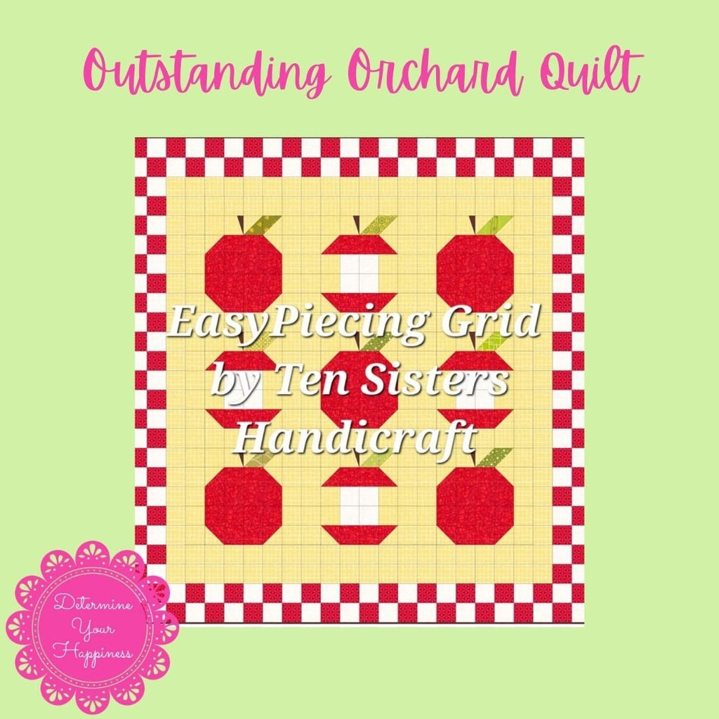 FREE Outstanding Orchard Checker Board  6panel Pattern w/ purchase EasyPiecing Grid by TenSisters PrintedfoundationGrid QuiltingSewing Grid