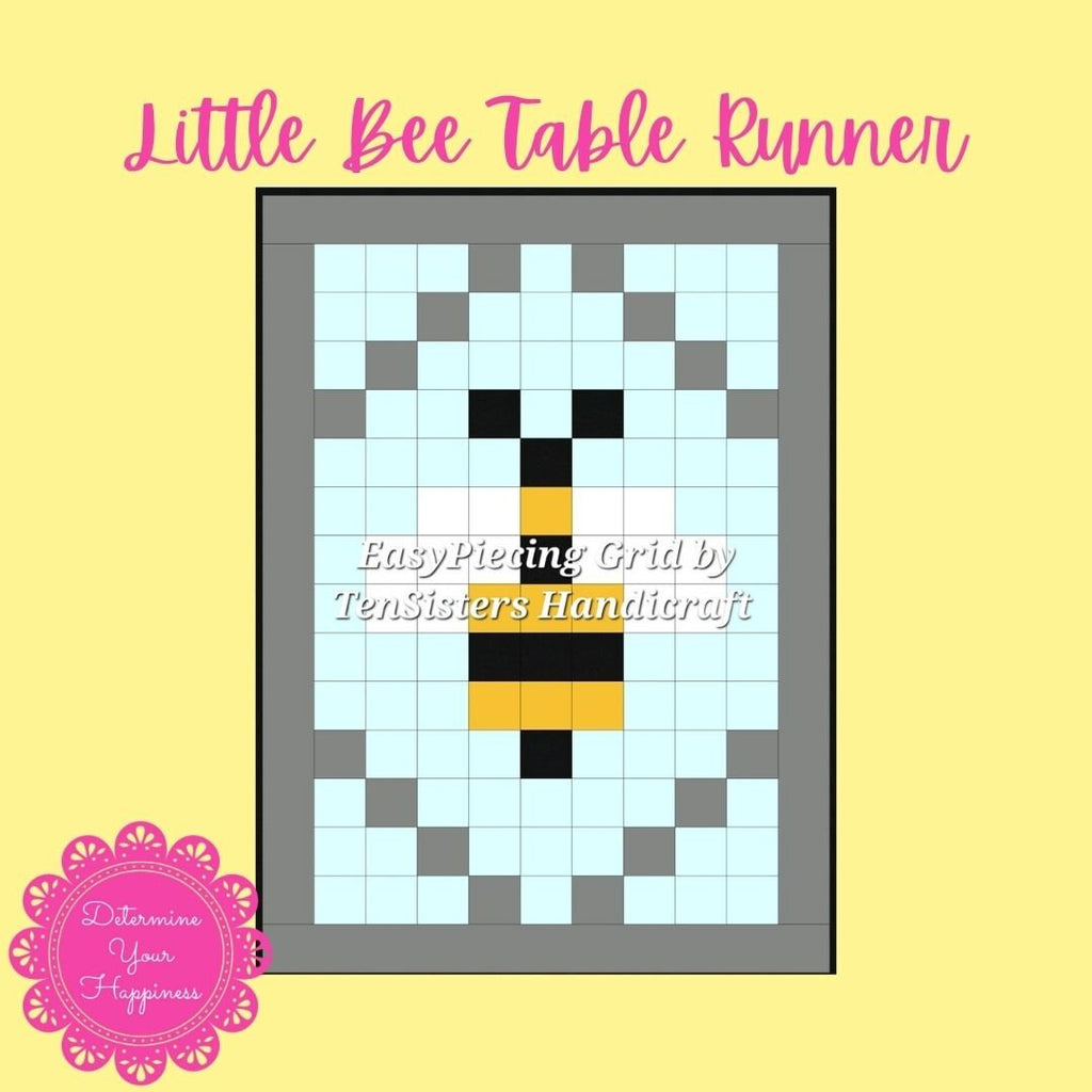 FREE Little Bee 1 Panel Pattern with purchase EasyPiecing Grid from Ten Sisters Handicraft. Printed foundation, Grid Quilting, Sewing Grid.