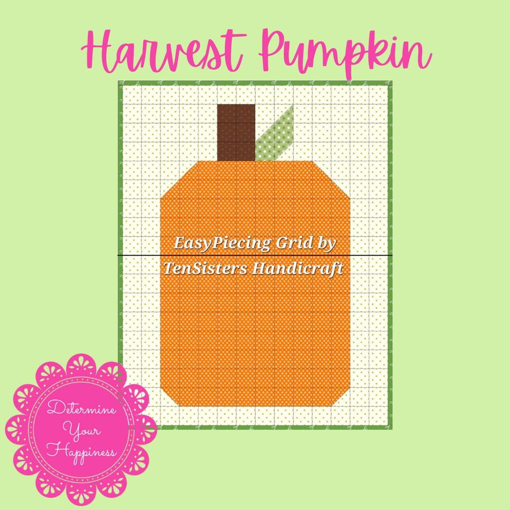 FREE Harvest Pumpkin Pattern with purchase 2 EasyPiecing Grid from Ten Sisters Handicraft. Printed foundation, Grid Quilting, Sewing Grid.
