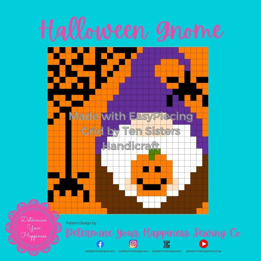 Halloween Gnome Quilt Pattern - Beginner Friendly, Easy Foundation Piecing, Includes EasyPiecing Grid