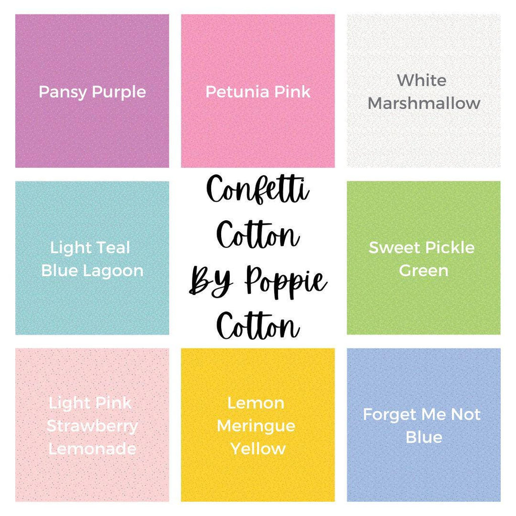 Poppie Cotton/Country Confetti Cottons Fabric/ Choose from Purple, Green, White, Blue, Yellow, Lt. Pink, Lt. Teal or Petunia Pink. - Quilting Fabric by the Yard