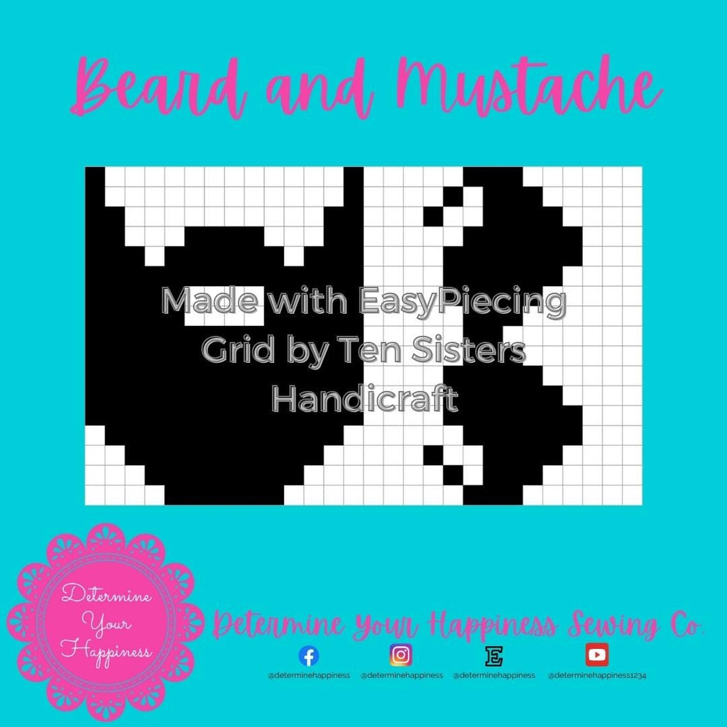 Beard and Mustache Quilt Pattern - Beginner Friendly, Easy Foundation Piecing, Includes EasyPiecing Grid
