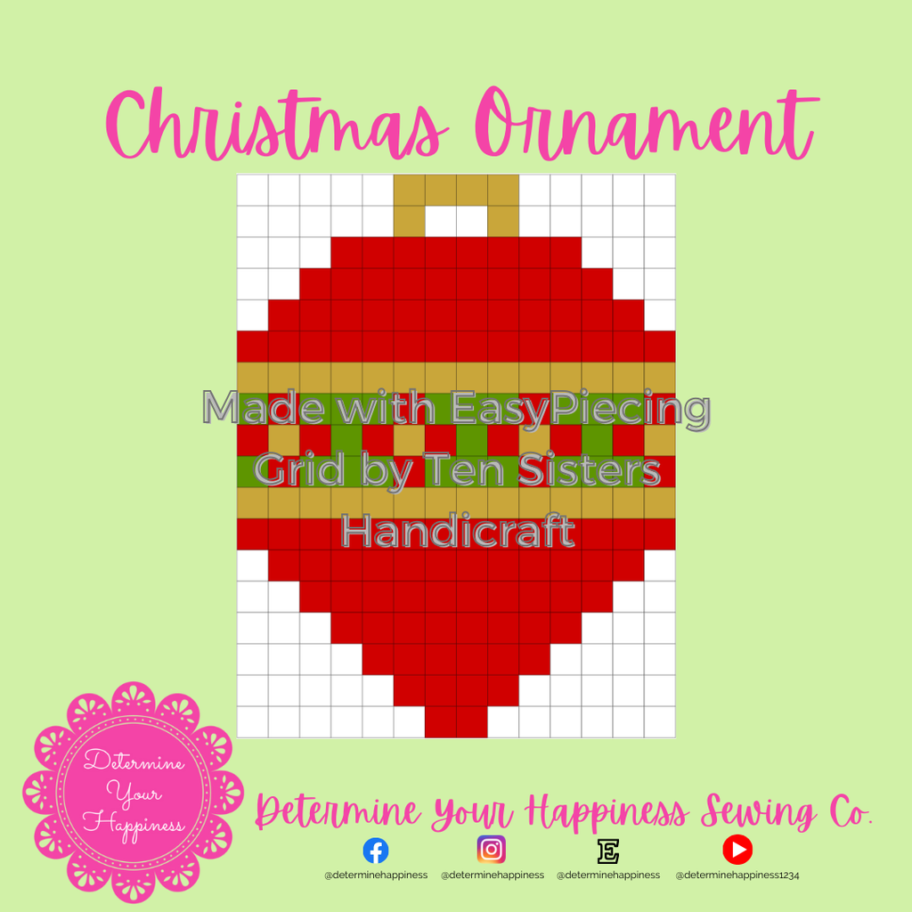 Christmas Ornament Quilt Pattern - Beginner Friendly, Easy Foundation Piecing, Includes EasyPiecing Grid