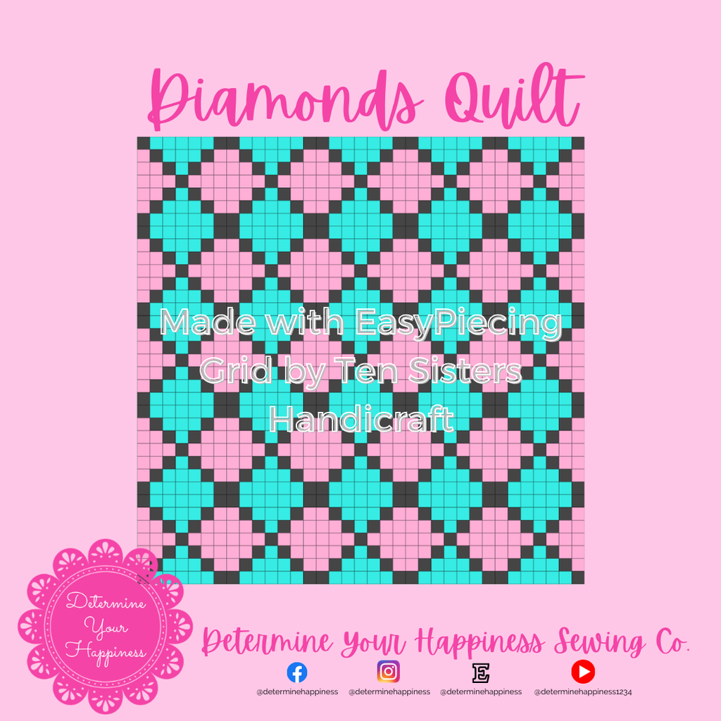 Diamonds Quilt Pattern - Beginner Friendly, Easy Foundation Piecing, Includes EasyPiecing Grid