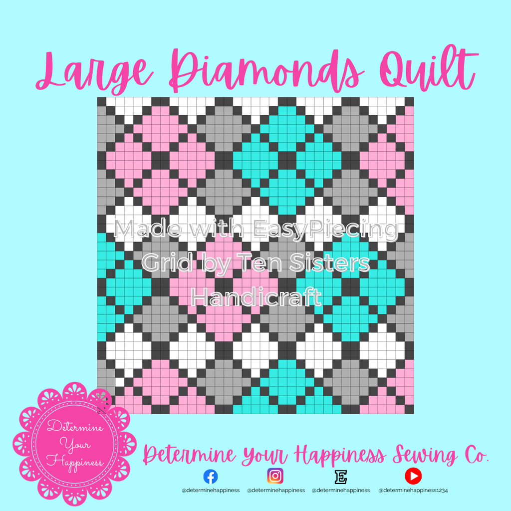 Large Diamonds Quilt Pattern - Beginner Friendly, Easy Foundation Piecing, Includes EasyPiecing Grid