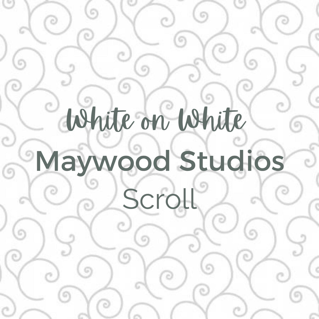 White on White Scroll/Maywood Studios/Kimberbell Designs Quilting Fabric by the Yard