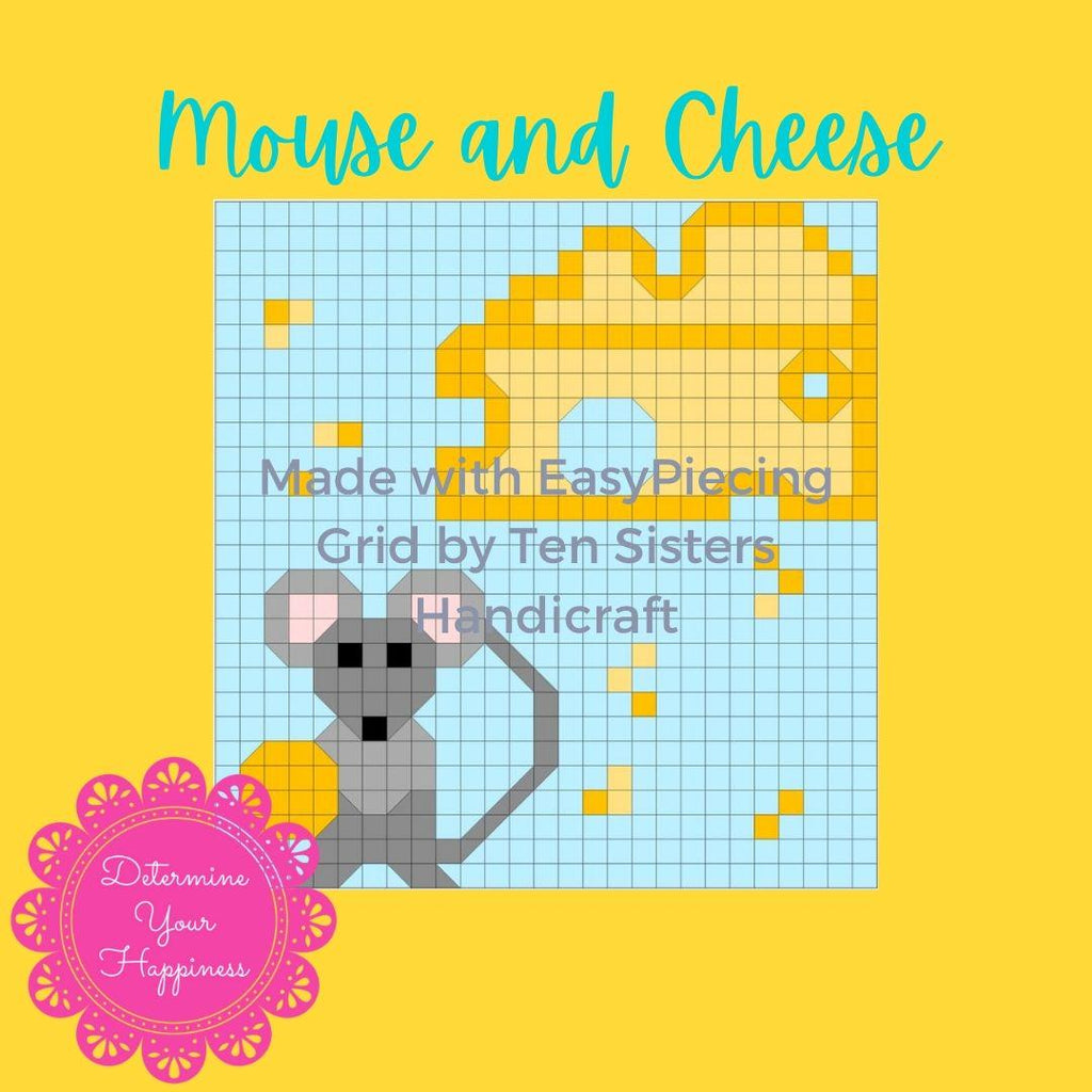 Mouse and Cheese Quilt Pattern comes with 6panels of EasyPiecing Grid by TenSisters Handicraft Printed foundation Grid Quilting Sewing Grid
