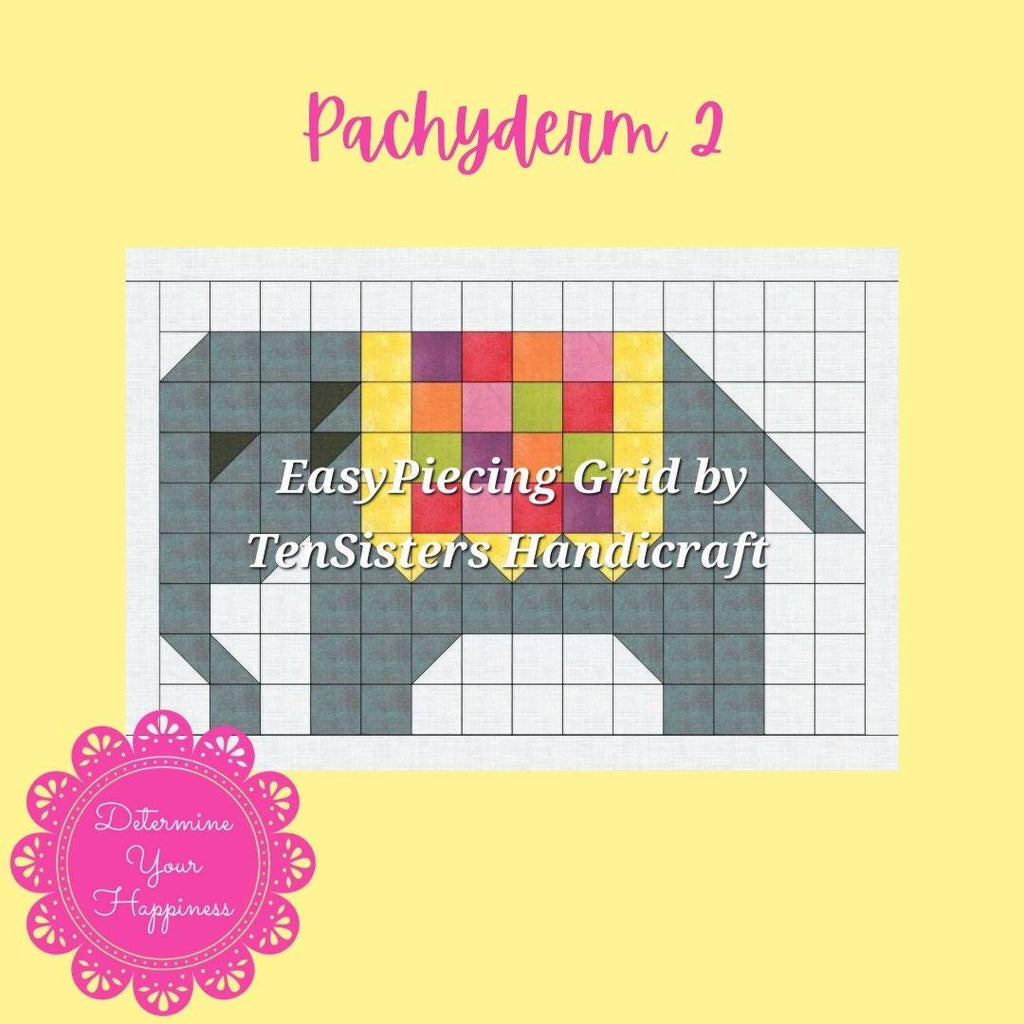 FREE Pachyderm2 (Elephant) Pattern with purchase of 1 EasyPiecing Grid by Ten Sisters Handicraft Printed foundation Grid Quilting Sewing Grid