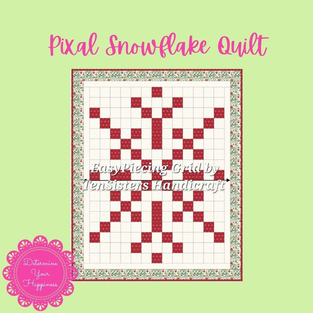 FREE Pixel Snowflake 2-panel Pattern with purchase EasyPiecing Grid by Ten Sisters Handicraft Printed foundation Grid Quilting Sewing Grid