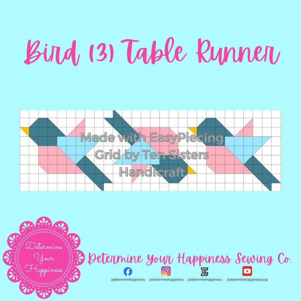 Birds (3) Table Runner Quilt Pattern - Beginner Friendly, Easy Foundation Piecing, Includes EasyPiecing Grid