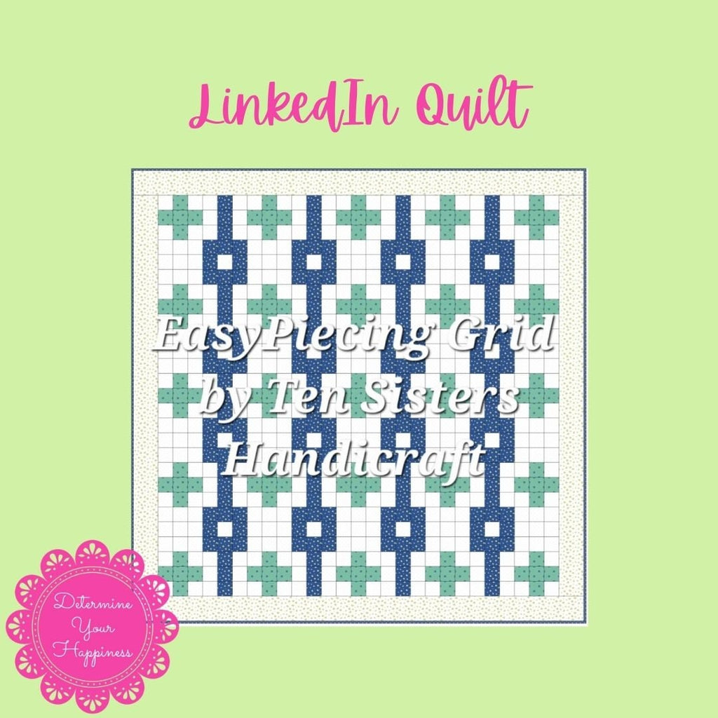 FREE Linked In 6 panel Pattern with purchase EasyPiecing Grid from Ten Sisters Handicraft. Printed foundation, Grid Quilting, Sewing Grid.