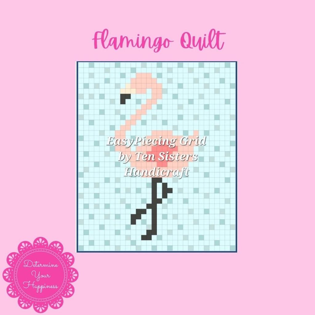 FREE Flamingo Sisters 9-panel Pattern w/ purchase EasyPiecing Grid from Ten Sisters Handicraft Printed foundation Grid Quilting Sewing Gri