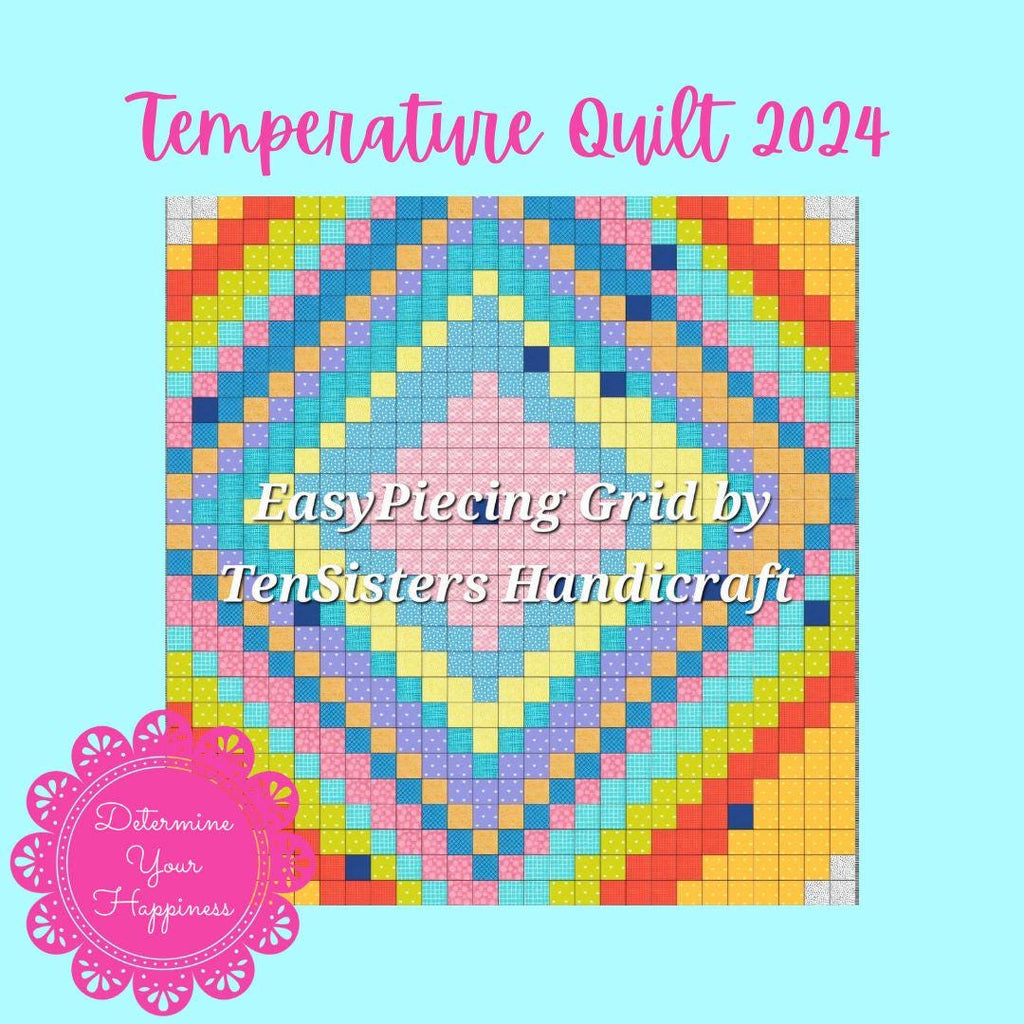 FREE Temperature Quilt Pattern with purchase 6 EasyPiecing Grid from Ten Sisters Handicraft. Printed foundation, Grid Quilting, Sewing Grid.