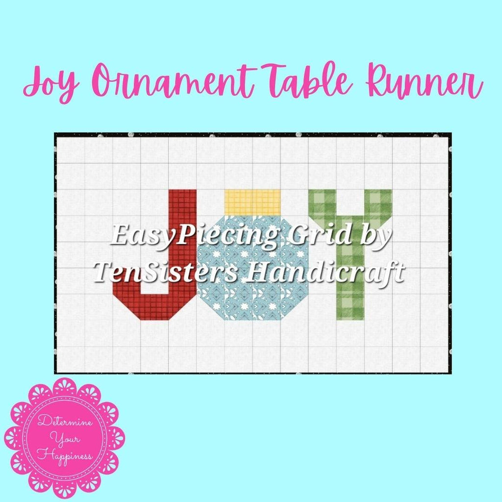 FREE Ornament Joy Pattern with purchase of 1 panel EasyPiecing Grid from Ten Sisters Handicraft Printed foundation Grid Quilting Sewing Grid