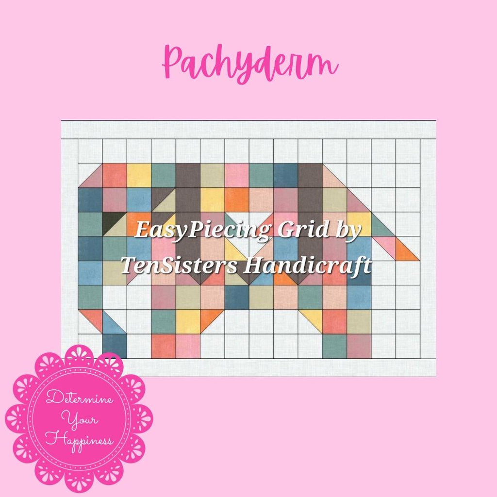 FREE Pachyderm (Elephant) Pattern with purchase of 1 EasyPiecing Grid by Ten Sisters Handicraft Printed foundation Grid Quilting Sewing Grid