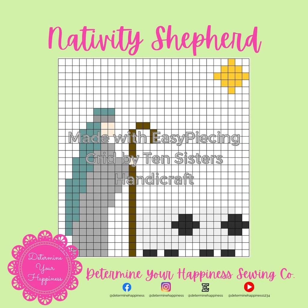 Christmas Nativity Quilt Pattern-Shepherd - Beginner Friendly, Easy Foundation Piecing, Includes EasyPiecing Grid