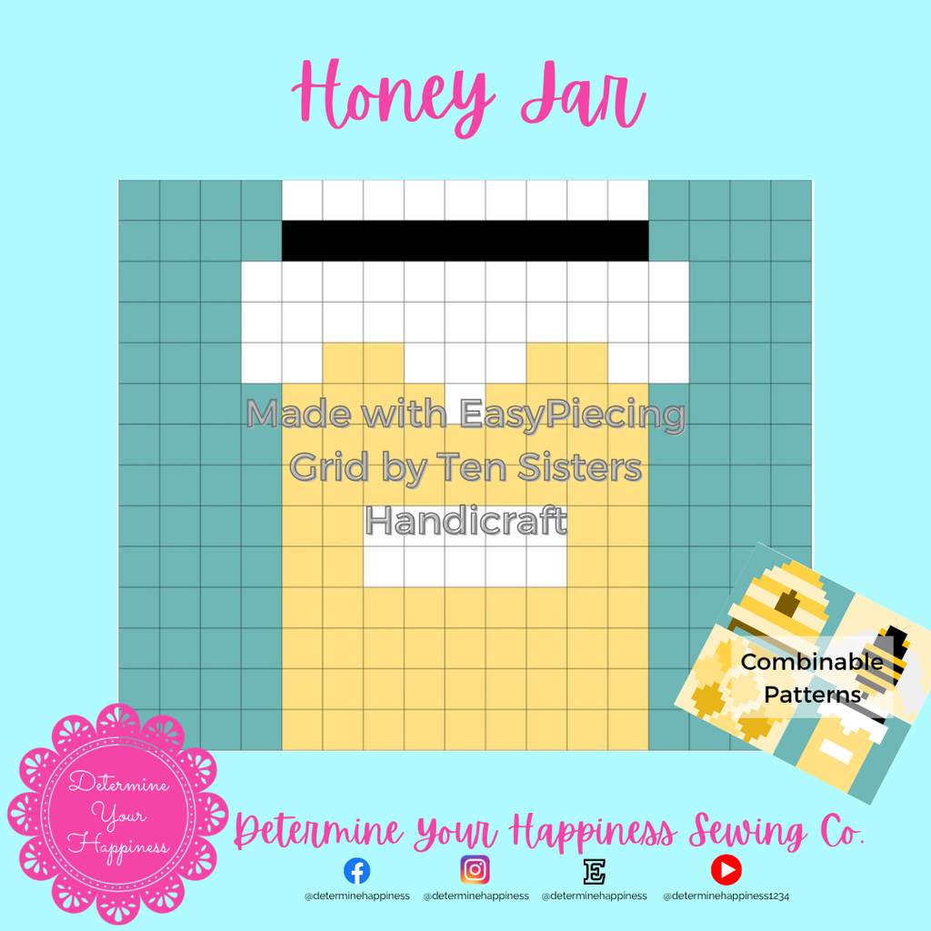 Honey Jar Quilt Block Quilt Pattern - Beginner Friendly, Easy Foundation Piecing, Includes EasyPiecing Grid