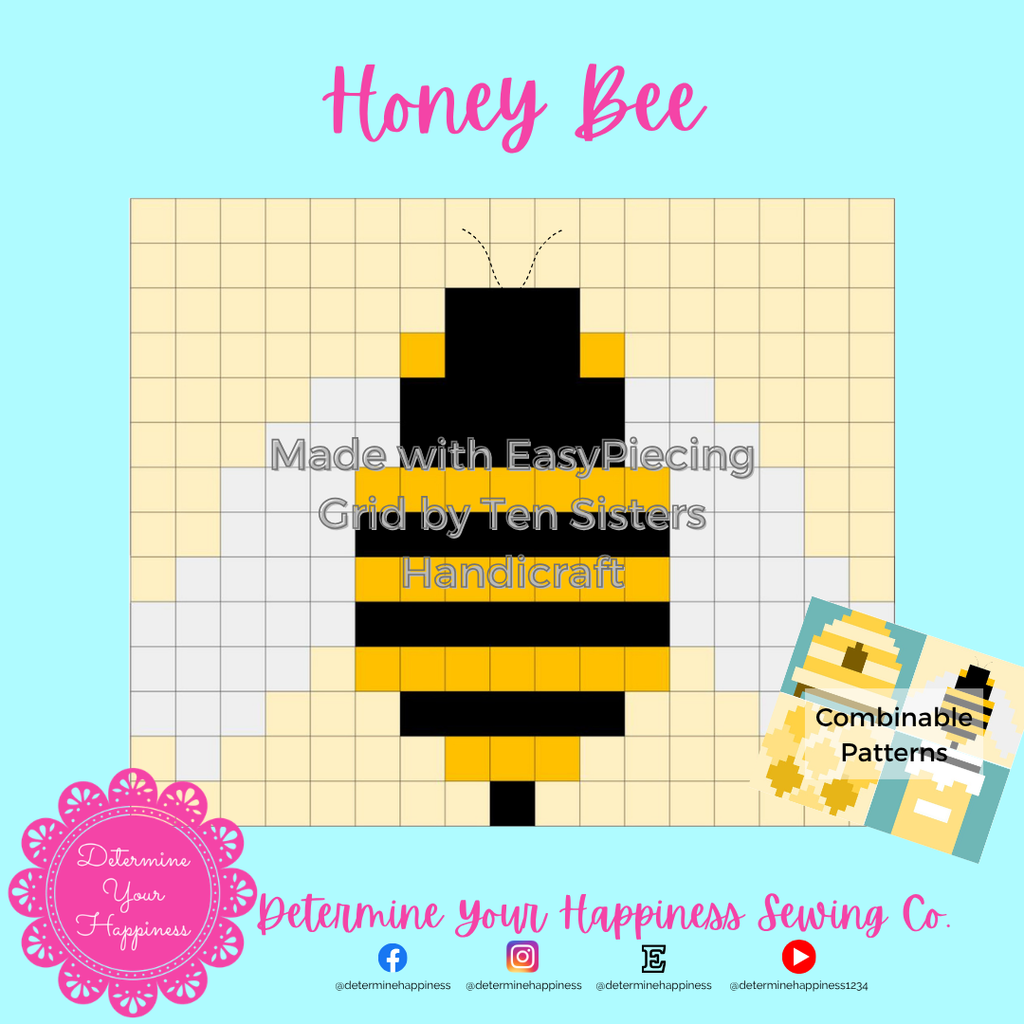 Honey Bee Quilt Block Quilt Pattern - Beginner Friendly, Easy Foundation Piecing, Includes EasyPiecing Grid