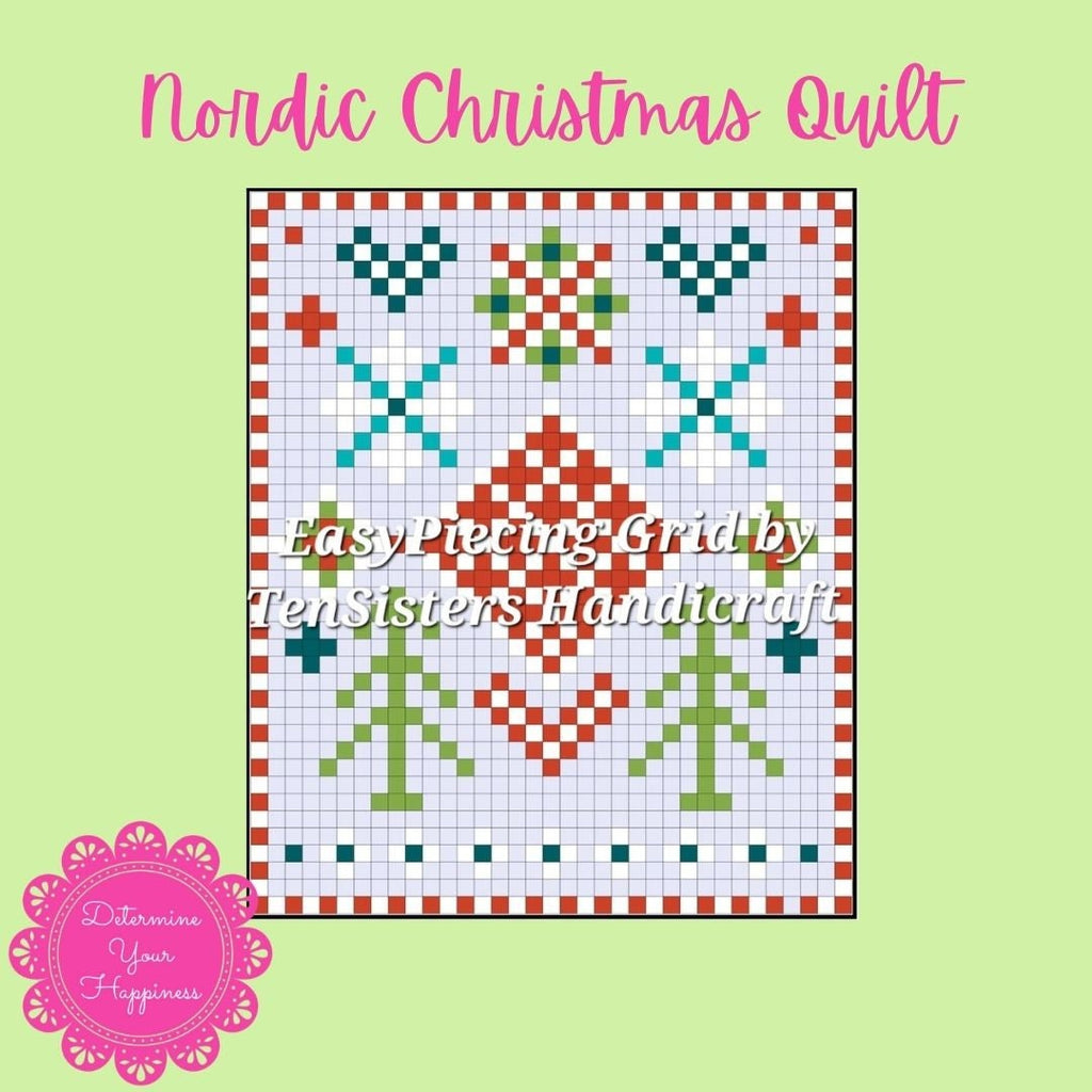 FREE Nordic Christmas 12 Panel Pattern w/ purchase EasyPiecing Grid from TenSisters Handicraft Printed foundation Grid Quilting Sewing Grid