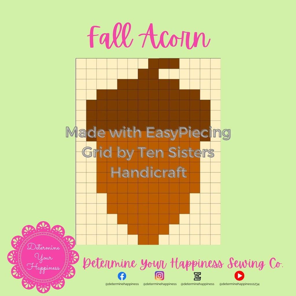 Fall Acorn Quilt Pattern - Beginner Friendly, Easy Foundation Piecing, Includes EasyPiecing Grid