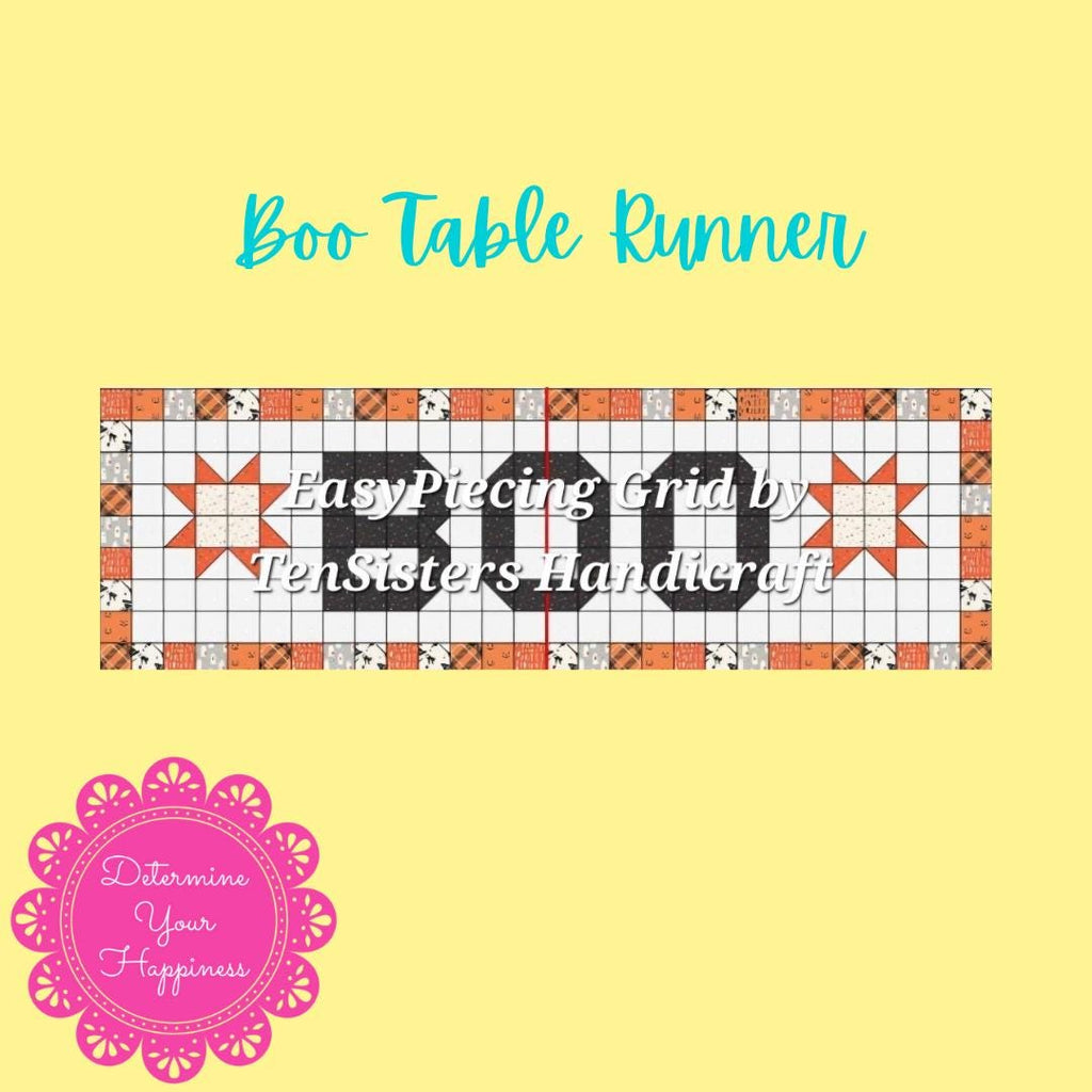 FREE Boo Time Table Runner Pattern with purchase 2 EasyPiecing Grid from Ten Sisters Handicraft. Printed foundation Grid Quilting Sewing Grid