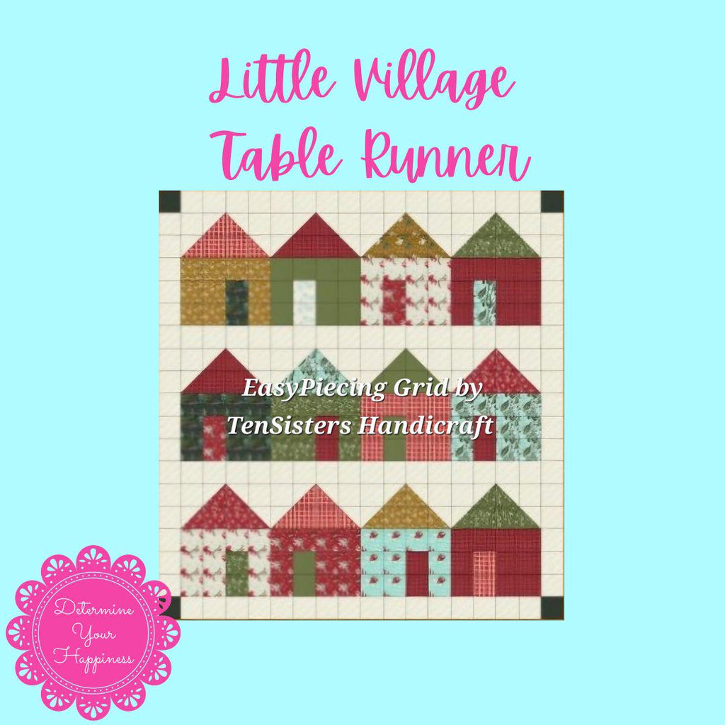 Free Little Village Pattern with purchase of 3-panels EasyPiecing Grid -Ten Sisters Handicraft Printed foundation Grid Quilting Sewing Grid