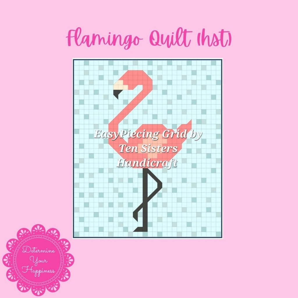 Flamingo Sisters HST Quilt Pattern - Beginner Friendly, Easy Foundation Piecing, Includes EasyPiecing Grid
