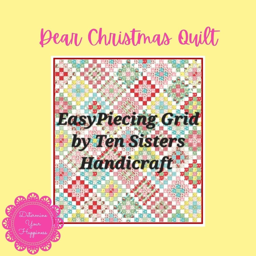 FREE Deer Christmas 12-panel Pattern w/ purchase EasyPiecing Grid from Ten Sisters Handicraft Printed foundation Grid Quilting Sewing Grid