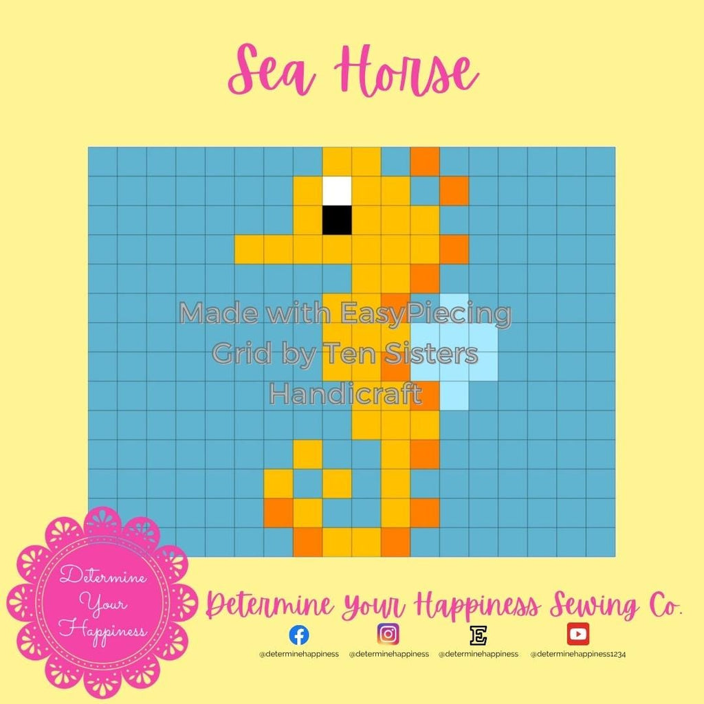 Sea Horse Quilt Block Quilt Pattern - Beginner Friendly, Easy Foundation Piecing, Includes EasyPiecing Grid