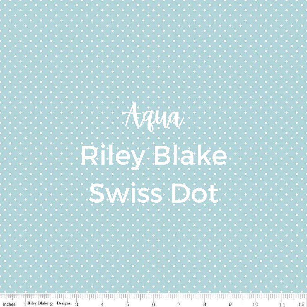 Swiss Dots/Aqua/Fabric - Riley Blake Cotton, Quilting Fabric by the Yard