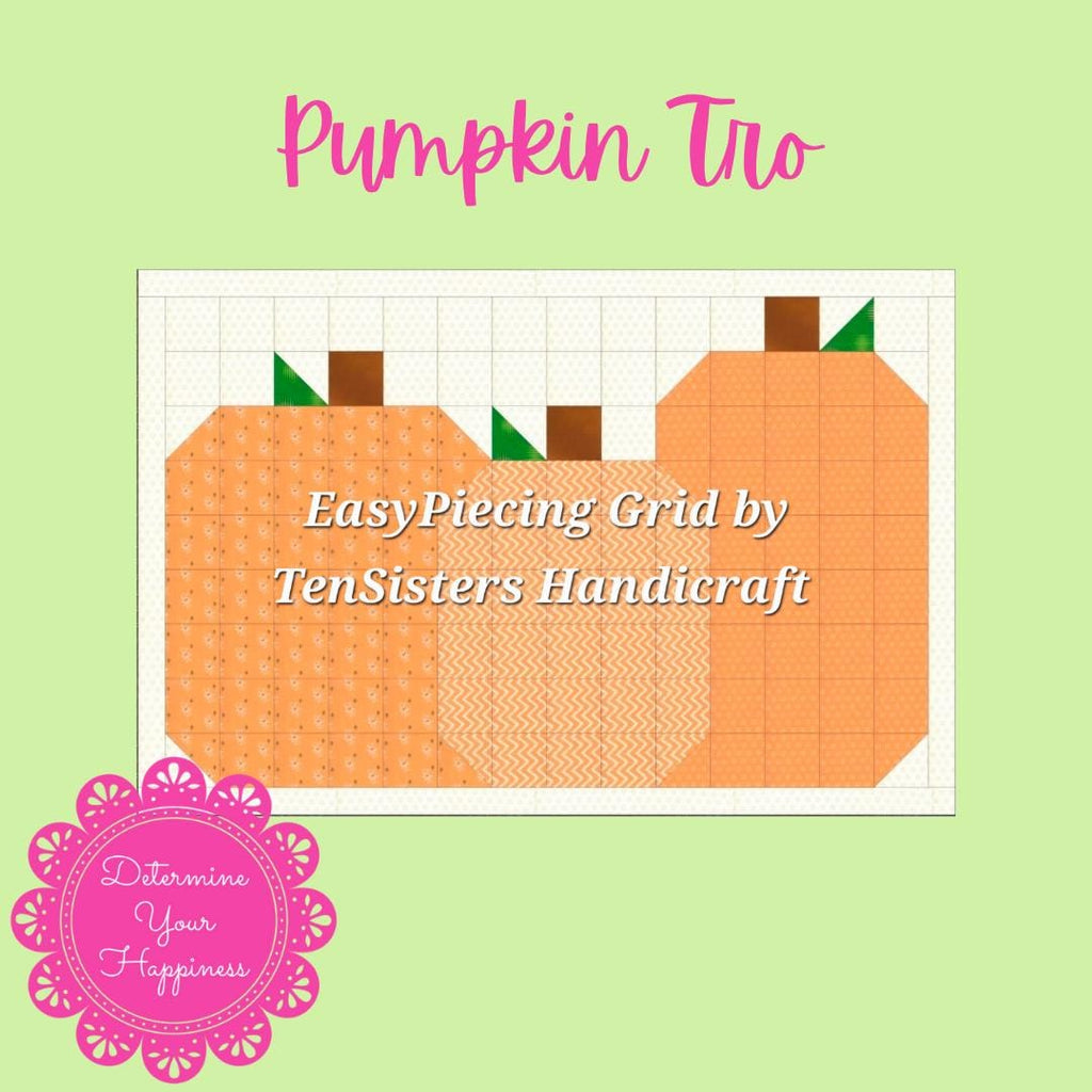 FREE Pumpkin Trio Pattern with purchase 1 EasyPiecing Grid from Ten Sisters Handicraft. Printed foundation, Grid Quilting, Sewing Grid.