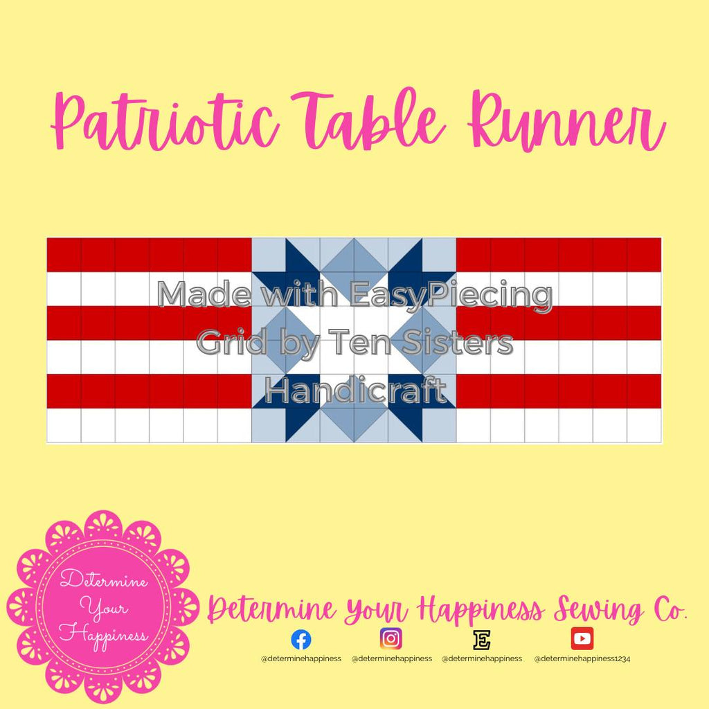 Patriotic Table Runner Quilt Pattern - Beginner Friendly, Easy Foundation Piecing, Includes EasyPiecing Grid
