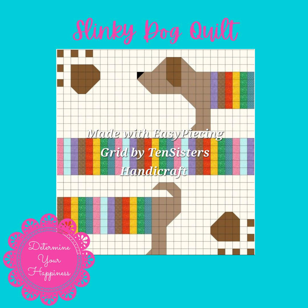 Slinky Dog Quilt Pattern with purchase of 6 EasyPiecing Grids from Ten Sisters Handicraft. Printed foundation, Grid Quilting, Sewing Grid