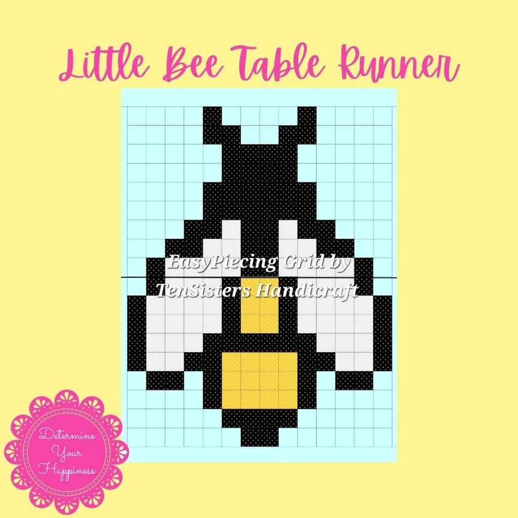 FREE Busy Bee 2 panel Pattern with purchase EasyPiecing Grid from Ten Sisters Handicraft. Printed foundation, Grid Quilting, Sewing Grid.