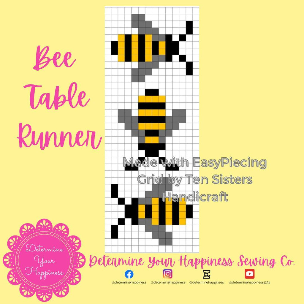 Bees Table Runner Quilt Pattern - Beginner Friendly, Easy Foundation Piecing, Includes EasyPiecing Grid