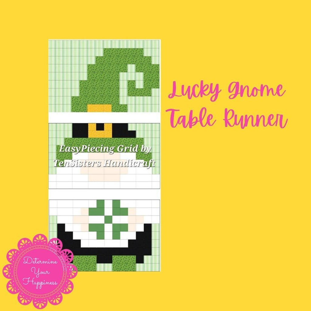 FREE Lucky Gnome 3 panel Pattern with purchase EasyPiecing Grid by Ten Sisters Handicraft Printed foundation Grid Quilting Sewing Grid