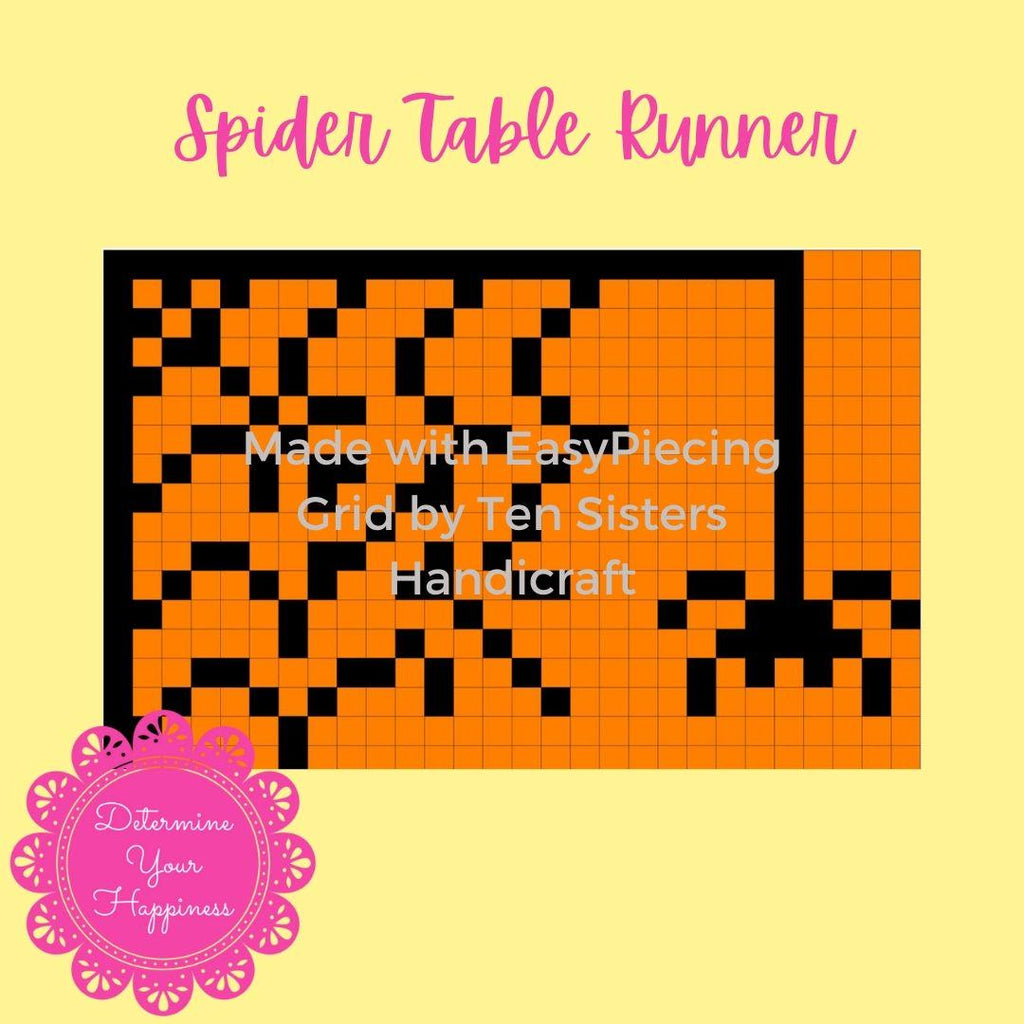 Spider Table Runner Pattern comes with 4 panels EasyPiecing Grid from TenSisters Handicraft Printed foundation Grid Quilting Sewing Grid