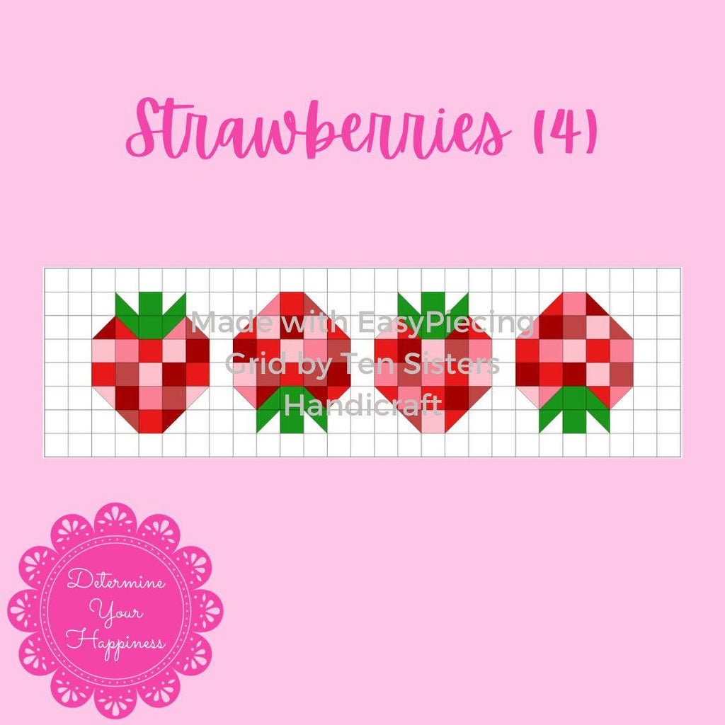Strawberry Table Runner comes with 2panels of EasyPiecing Grid by Ten Sisters Handicraft Printed foundation Grid Quilting Sewing Grid