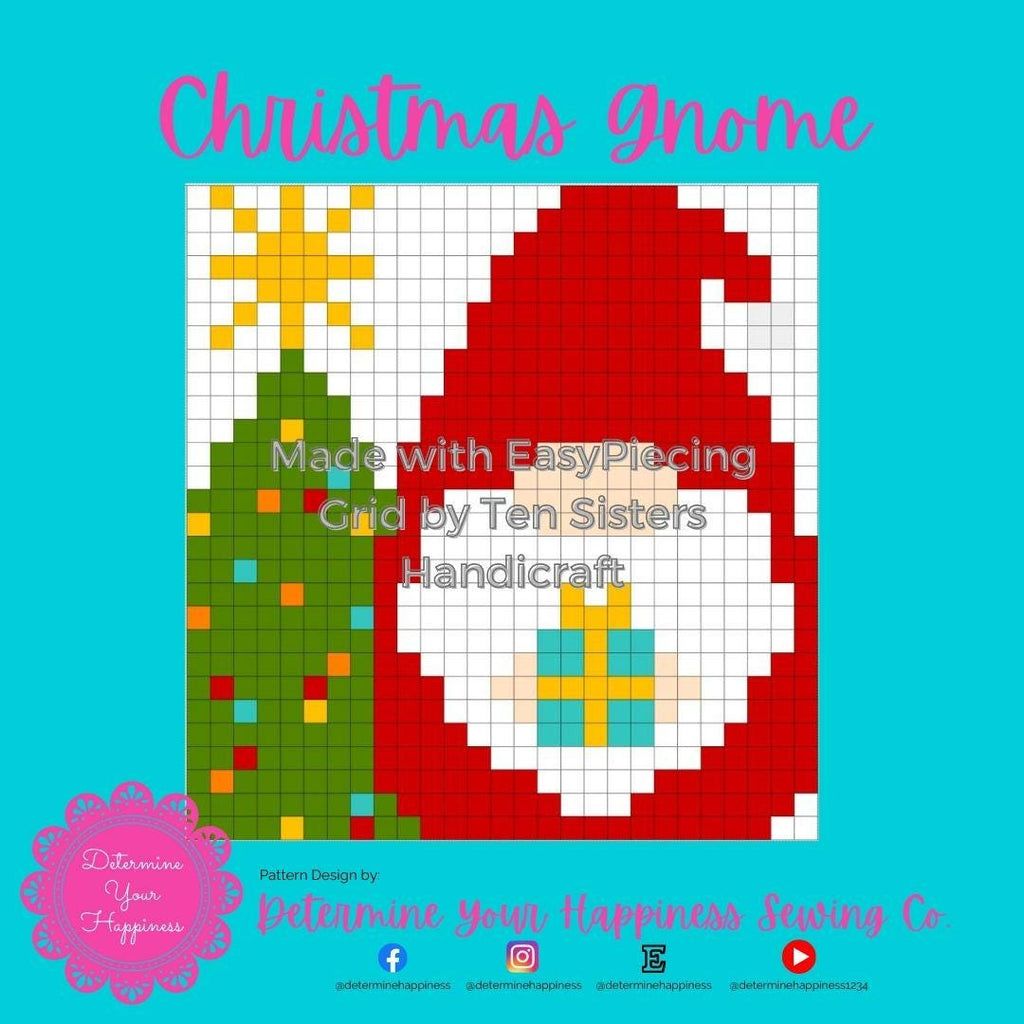 Christmas Gnome Quilt Pattern - Beginner Friendly, Easy Foundation Piecing, Includes EasyPiecing Grid
