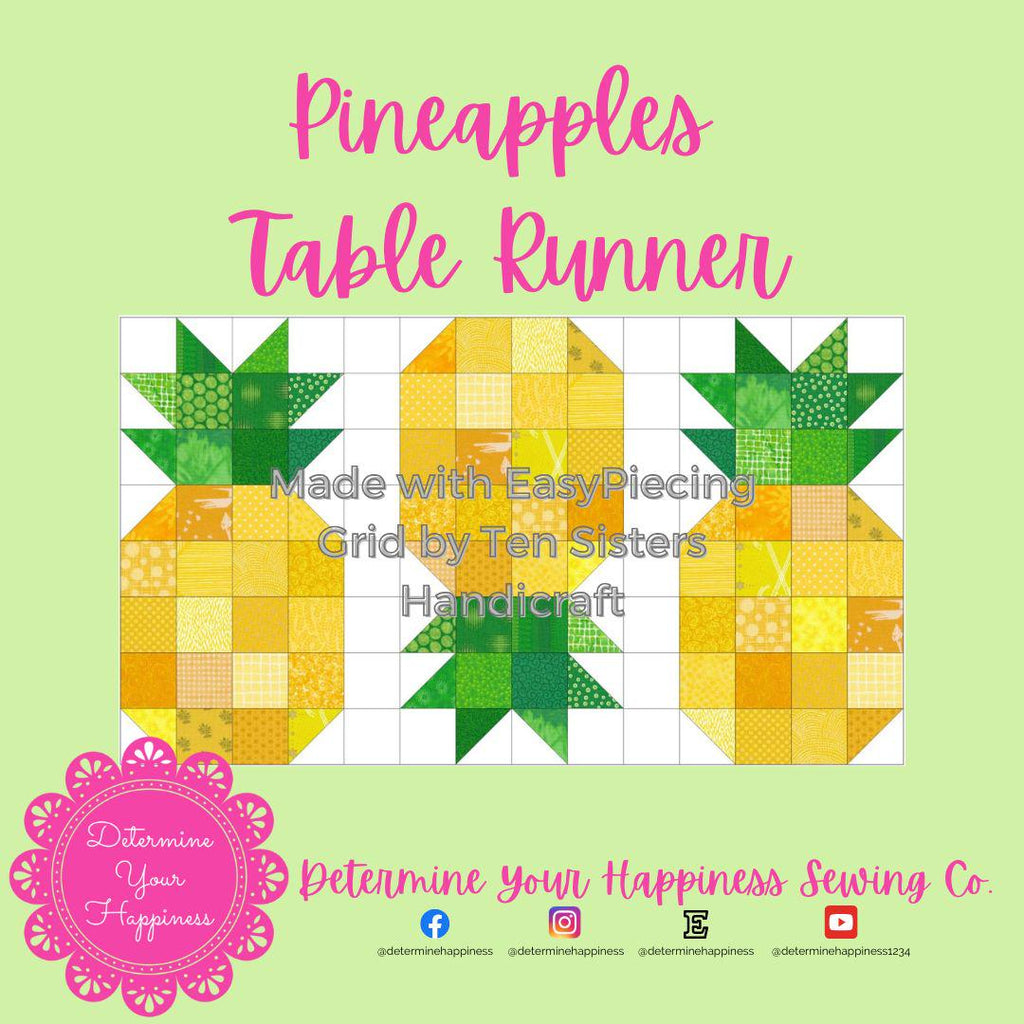 Pineapple Pattern with purchase 1 panel of EasyPiecing Grid from Ten Sisters Handicraft. Printed foundation, Grid Quilting, Sewing Grid.