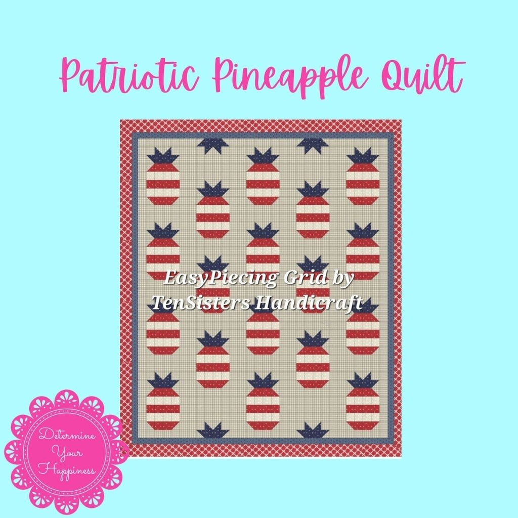 FREE Pineapple 9-panel Pattern with purchase EasyPiecing Grid from Ten Sisters Handicraft. Printed foundation, Grid Quilting, Sewing Grid.
