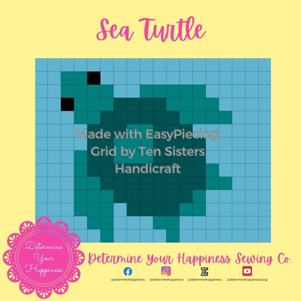 Sea Turtle Quilt Block Quilt Pattern - Beginner Friendly, Easy Foundation Piecing, Includes EasyPiecing Grid