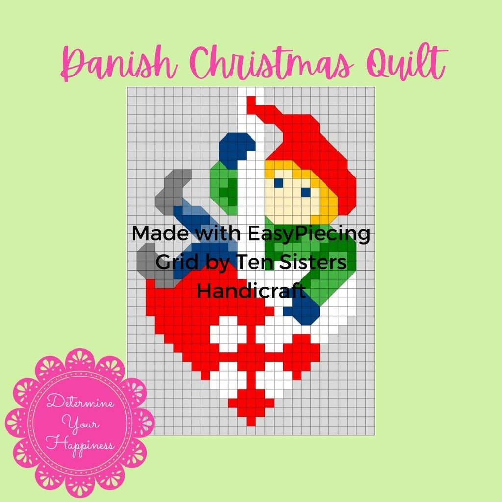 Danish Christmas Quilt Pattern - Beginner Friendly, Easy Foundation Piecing, Includes EasyPiecing Grid