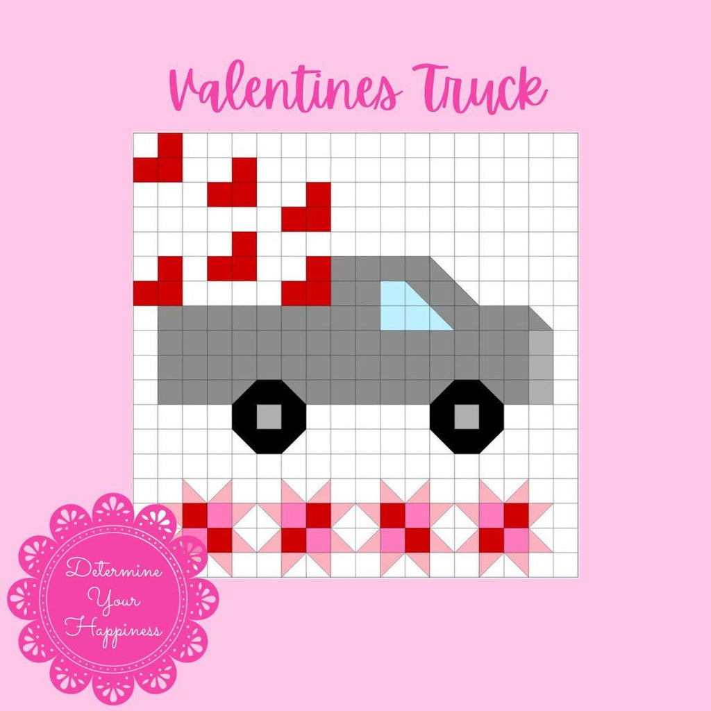 Valentine Truck Pattern with purchase 3 panels EasyPiecing Grid -Ten Sisters Handicraft Printed foundation Grid Quilting Sewing Grid
