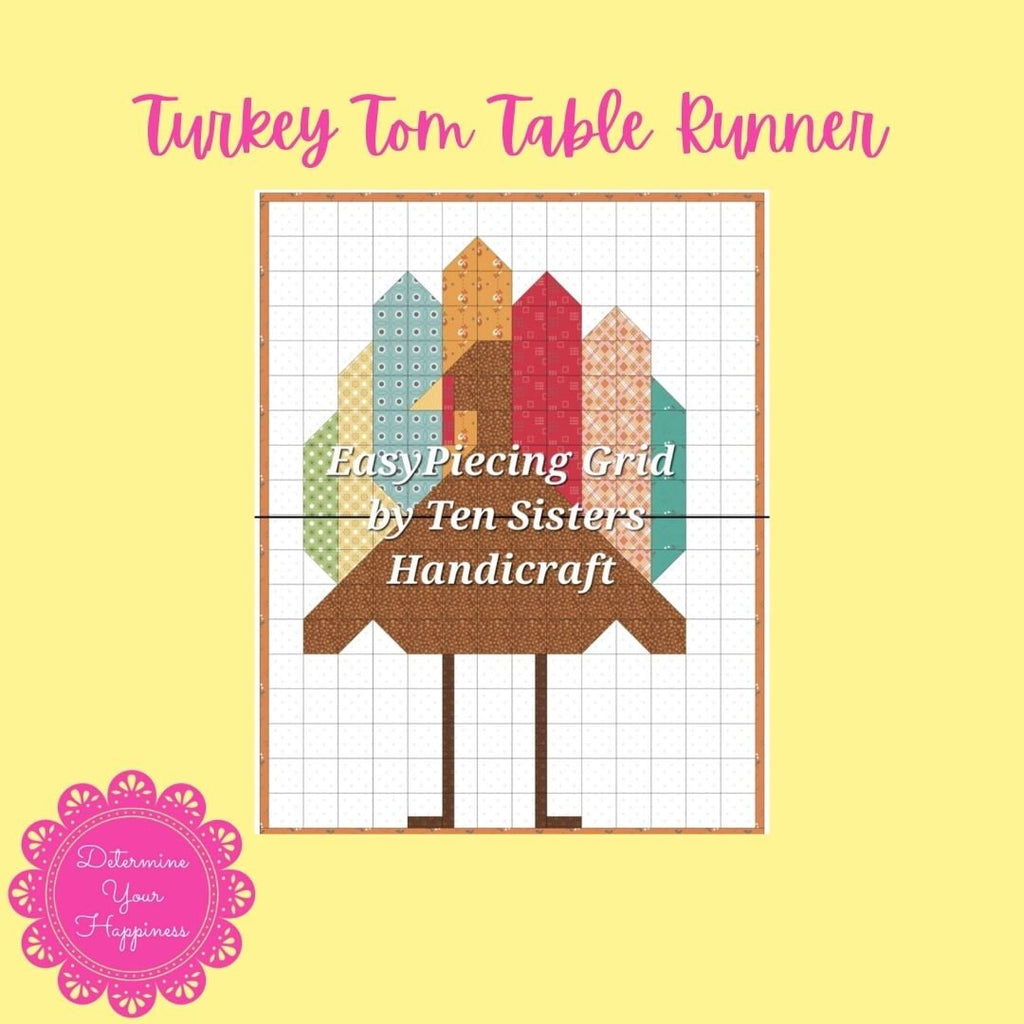 FREE Tom Turkey 2 panel Pattern with purchase EasyPiecing Grid from Ten Sisters Handicraft. Printed foundation, Grid Quilting, Sewing Grid.