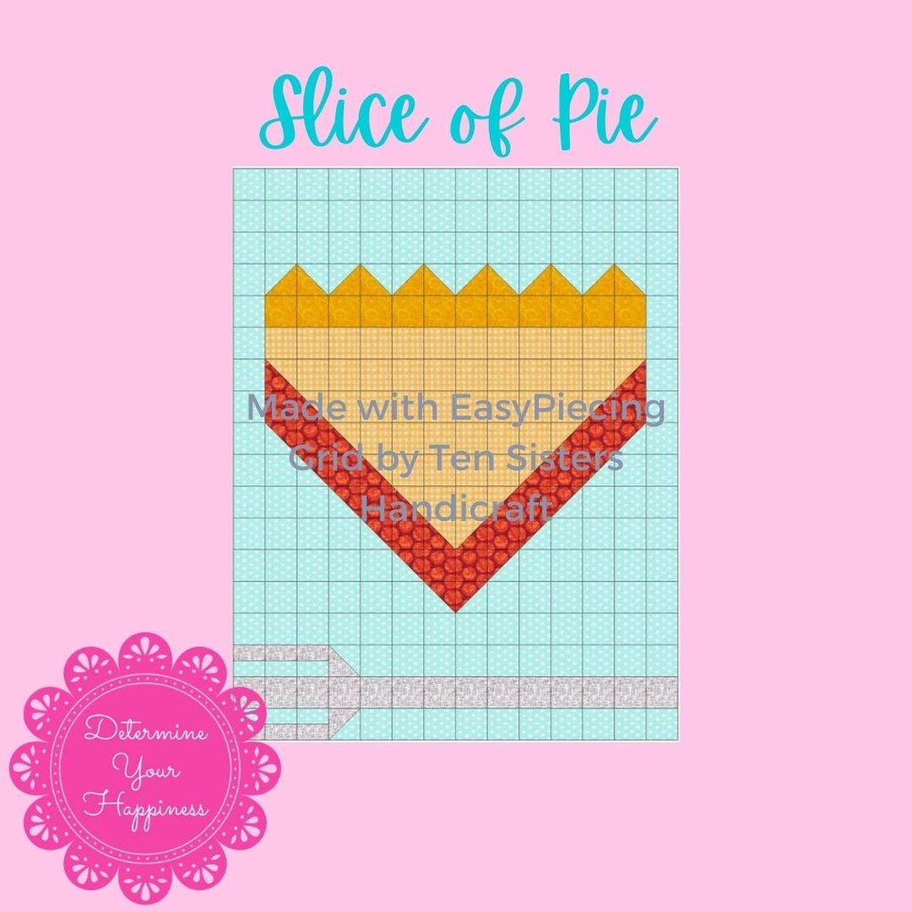 Slice of Pie Pattern comes with 2-panels of EasyPiecing Grid by Ten Sisters Handicraft Printed foundation, Grid Quilting Sewing Grid