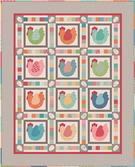 HEN HOUSE Quilt Kit Farmer's Daughter by Lori Holt. Includes fabric, template, pattern, and instructions. Barn Gift Box.