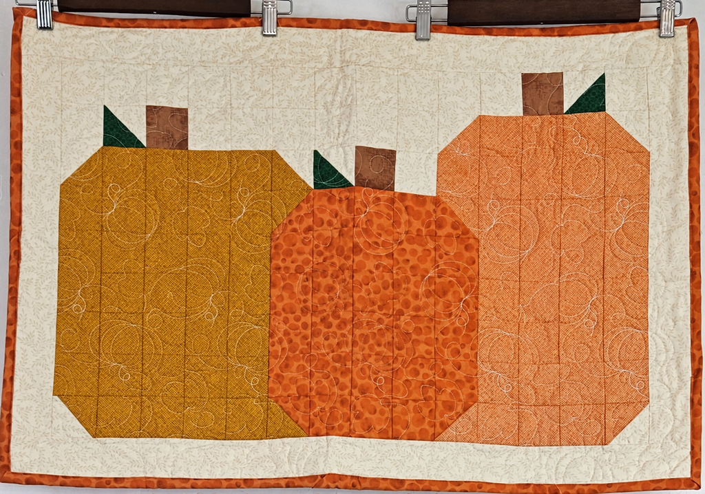Pumpkin Trio Table Runner Kit - Pattern, Fabric & EasyPiecing Grid Included