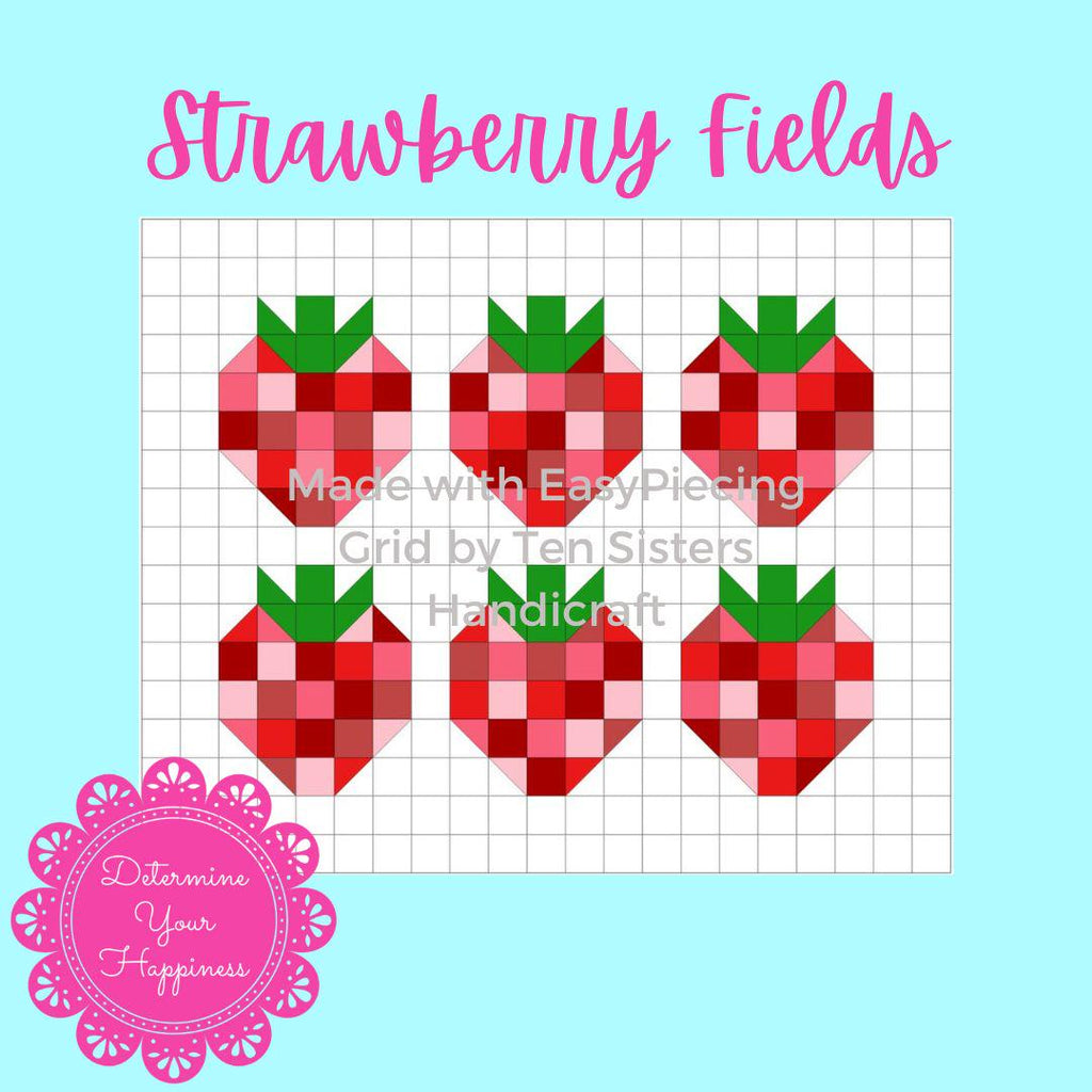 Strawberry Fields Quilt Pattern - Beginner Friendly, Easy Foundation Piecing, Includes EasyPiecing Grid