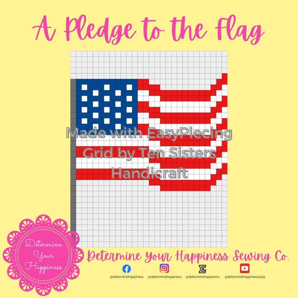 Waving Flag Quilt Pattern - Beginner Friendly, Easy Foundation Piecing, Includes EasyPiecing Grid